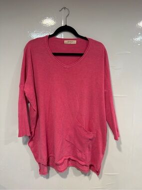 A Beautiful Soul‎ Arula Pink V-Neck Knit Pullover Sweater Top